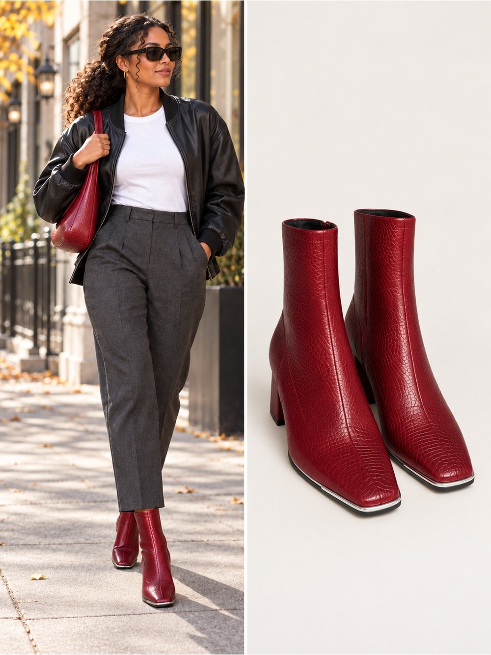 ASOS DESIGN Heeled Chelsea Boot in Red Faux Croc with Toecap Detail - NWOT